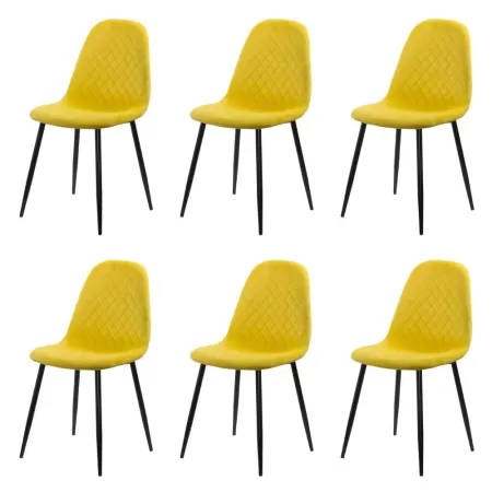 Set 6 scaune de bucătărie din catifea BUC 237X Galben