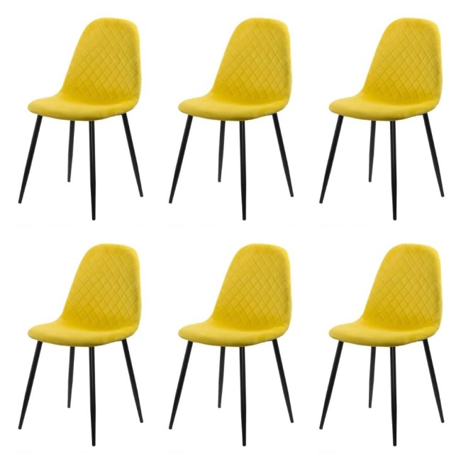 Set 6 scaune de bucătărie din catifea BUC 237X Galben