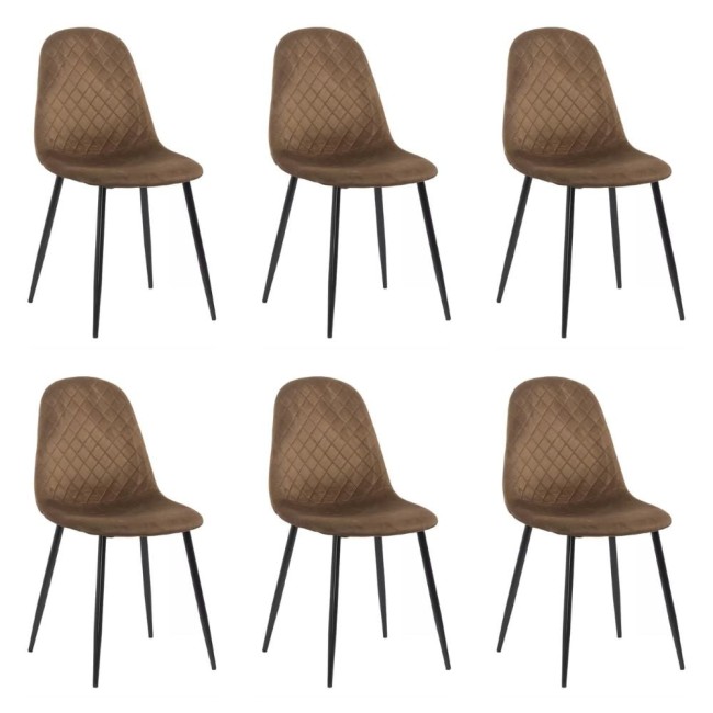Set 6 scaune de bucătărie din catifea BUC 237X Maro
