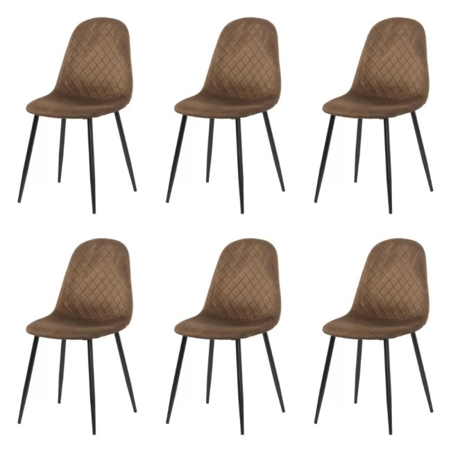 Set 6 scaune de bucătărie din catifea BUC 237X Maro