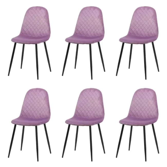 Set 6 scaune de bucătărie din catifea BUC 237X Mov