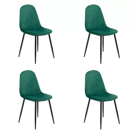 Set 4 scaune de bucătărie din catifea BUC 237X Verde