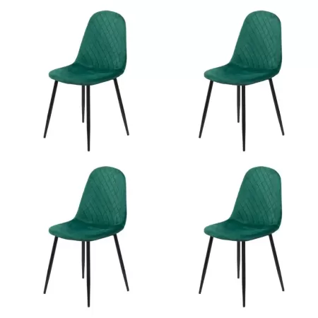 Set 4 scaune de bucătărie din catifea BUC 237X Verde