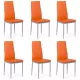 Set 6 scaune de bucatarie din piele ecologică portocalie