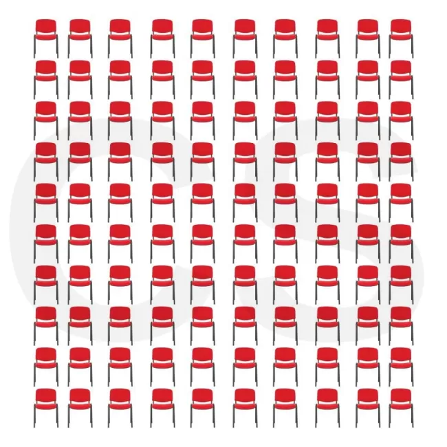 100 scaune conferință cu tapițerie din stofă roșie