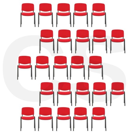 25 scaune conferință cu tapițerie din stofă roșie 25 scaune conferință cu tapițerie din stofă roșie