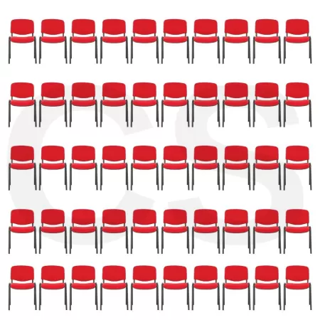 50 scaune conferință cu tapițerie din stofă roșie