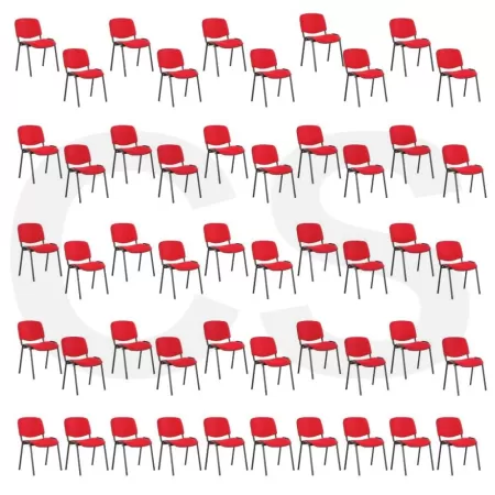 50 scaune conferință cu tapițerie din stofă roșie