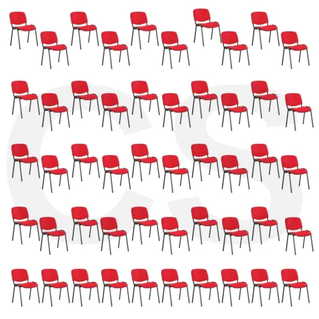 50 scaune conferință cu tapițerie din stofă roșie