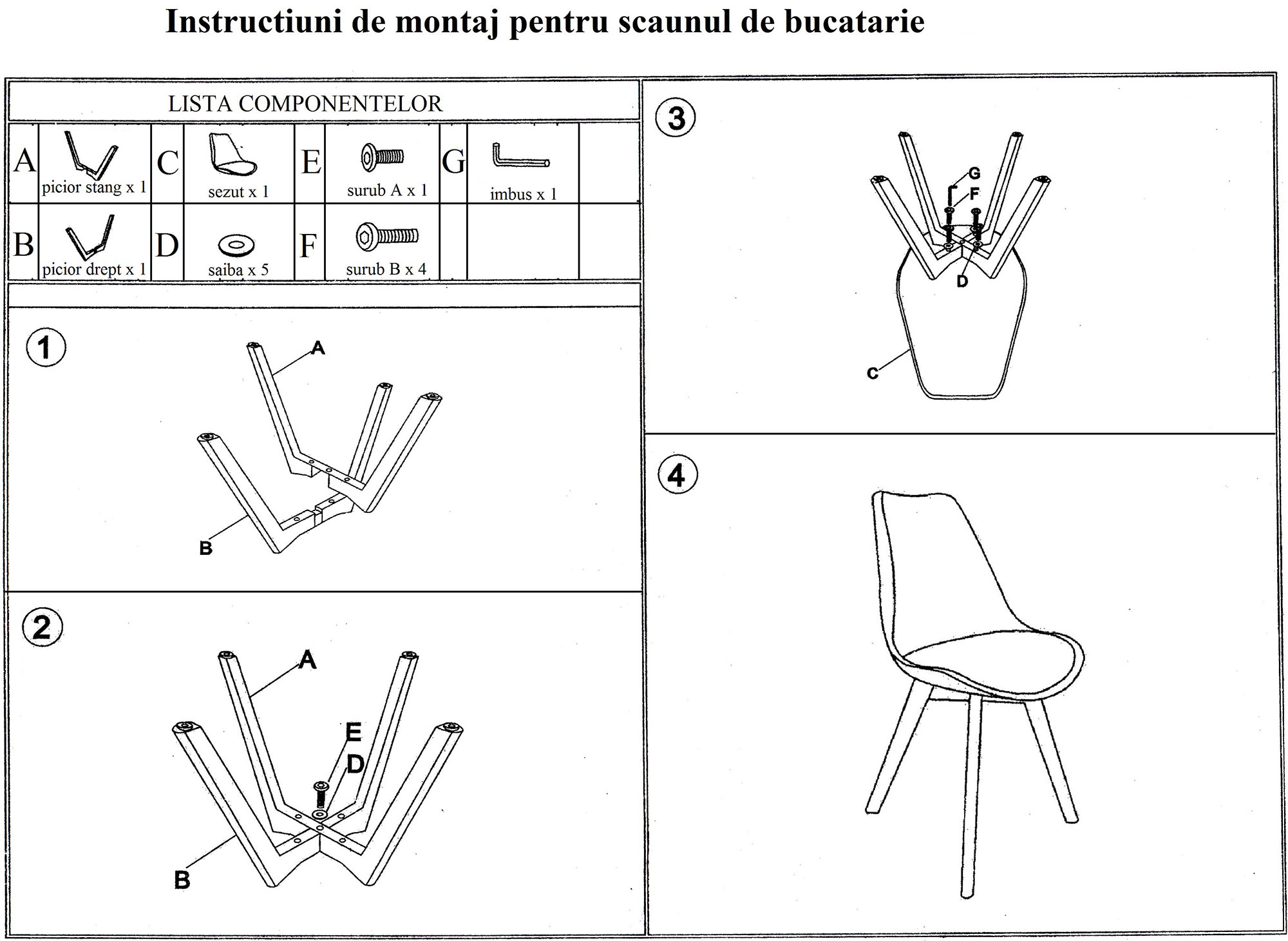 Instrucțiuni montaj scaune de bucătărie și living 242-10