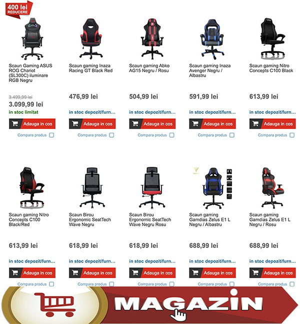 10 scaune de gaming ieftine din oferta magazinului IT Galaxy