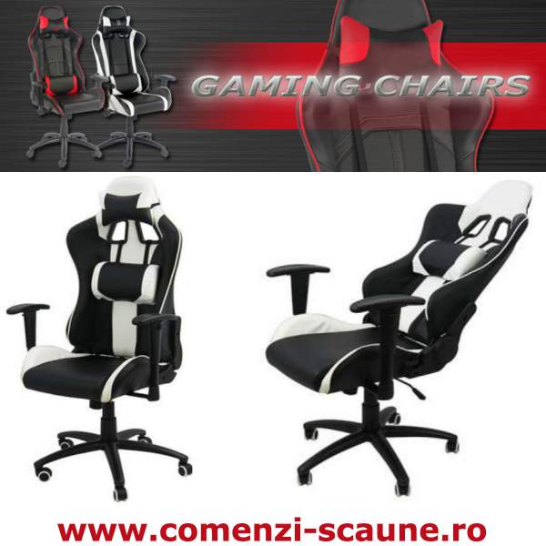 Scaune-gaming-alb-negru