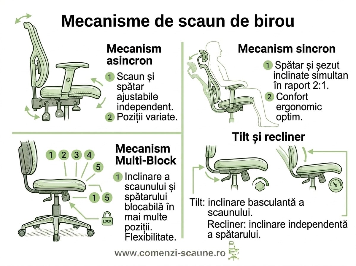 Mecanismul reprezintă una dintre cele mai importante componente ale unui scaun ergonomic Mecanismul reprezintă una dintre cele mai importante componente ale unui scaun ergonomic