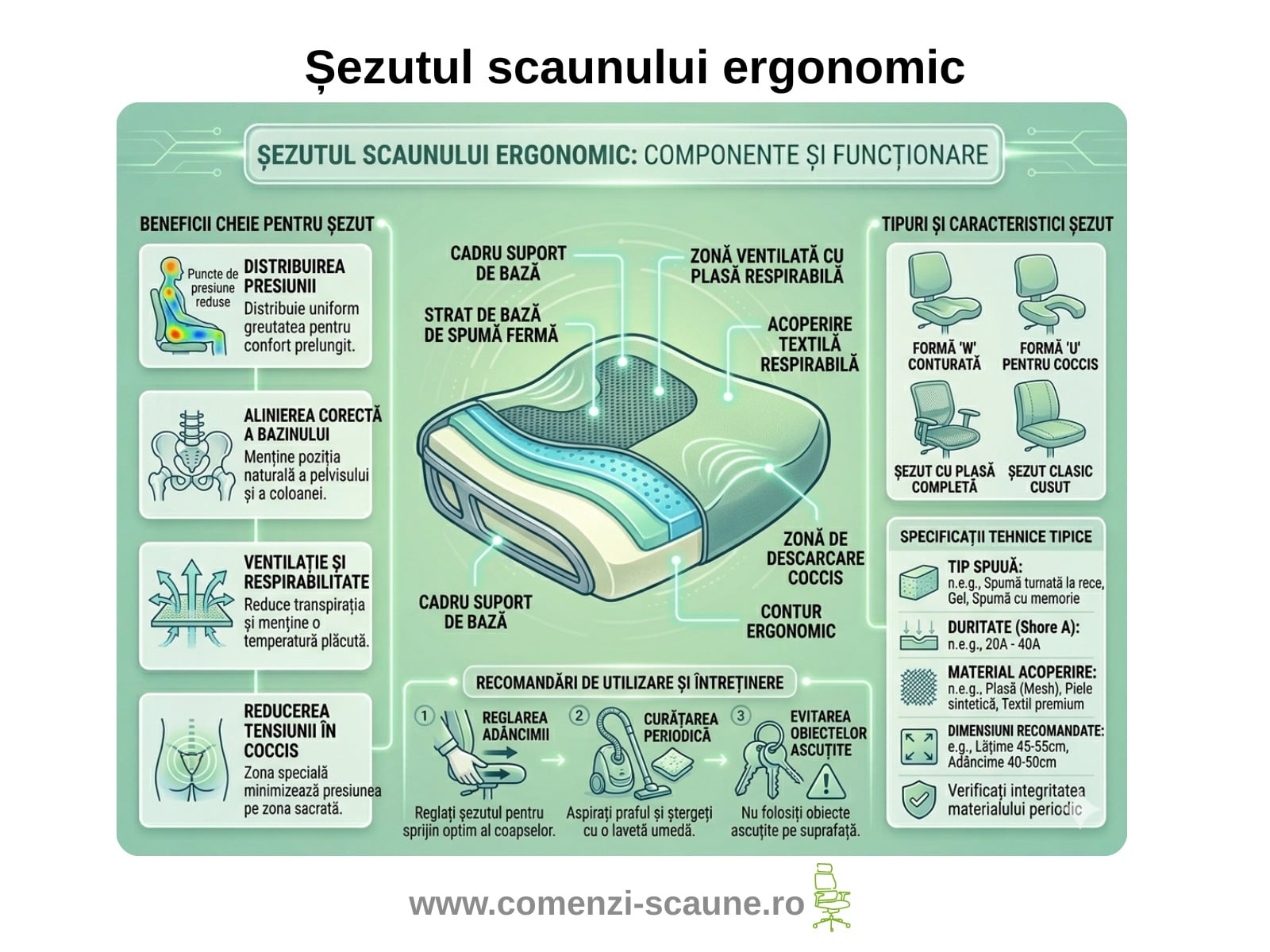 Șezutul reprezintă una dintre cele mai importante componente ale unui scaun ergonomic Șezutul reprezintă una dintre cele mai importante componente ale unui scaun ergonomic