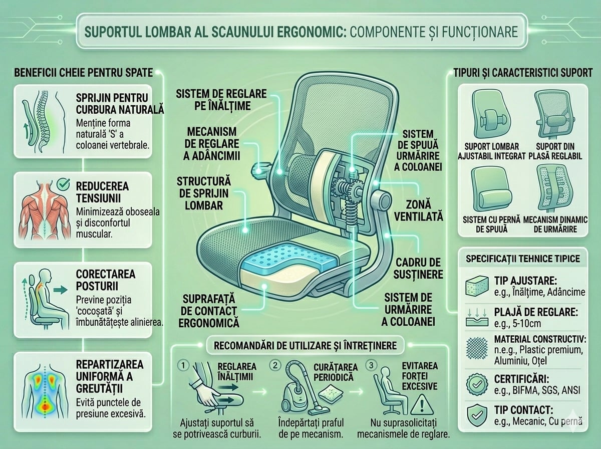 Suport lombar scaun ergonomic de birou Suport lombar scaun ergonomic de birou