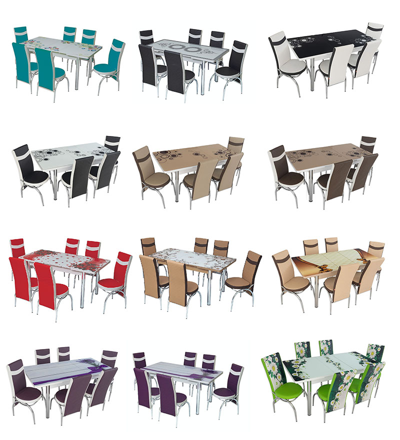 Seturi de mese extensibile cu 4 si 6 scaune-diverse culori