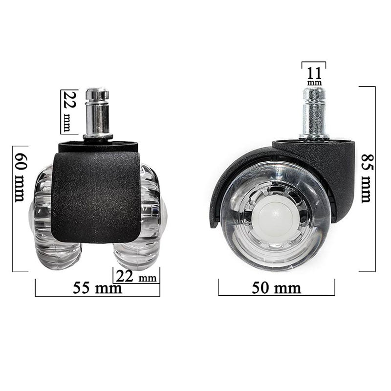 Dimensiuni Roti-Role duble silicon pentru scaun de birou