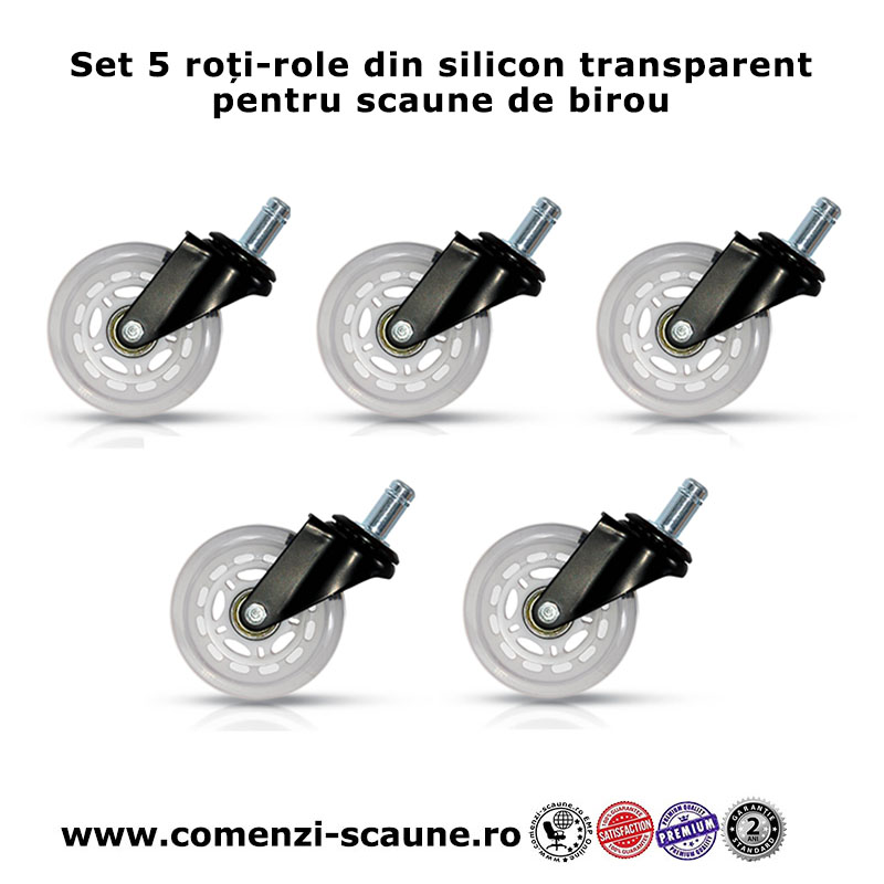 Set 5 roti din silicon transparent pentru scaune de birou