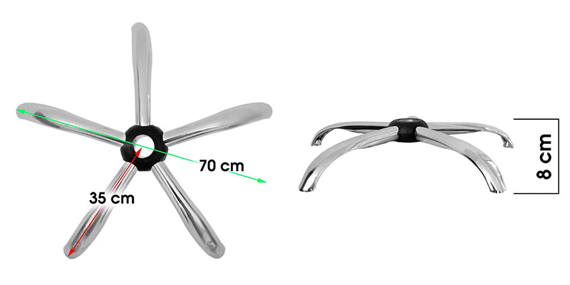 Baza stea metalica pentru scaune-model D700-dimensiuni