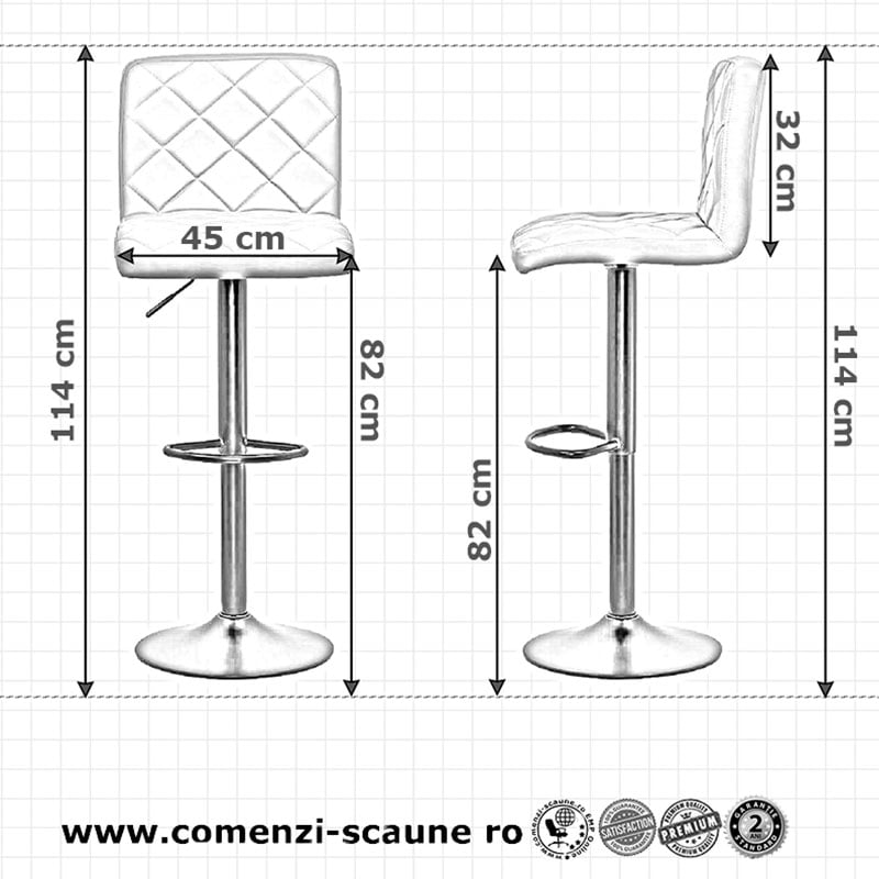 Dimensiuni scaun de bar eco piele ABS 147