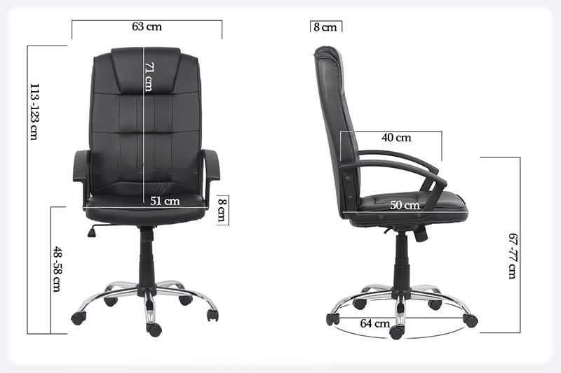 Dimensiune-scaun de birou OFF 010 negru