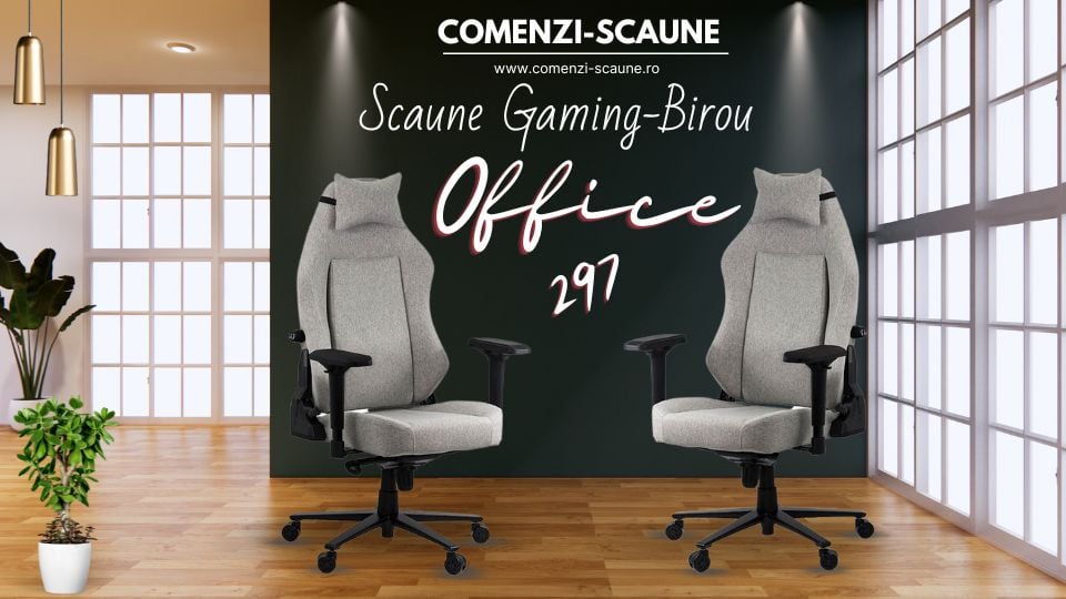 Scaun gaming textil cotiere 4D si suport lombar OFF 297 Comenzi-Scaune