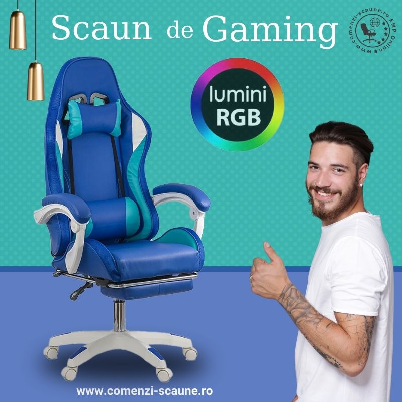 SScaune de gaming cu iluminare RGB și suport pentru picioare OFF 298 prezentare