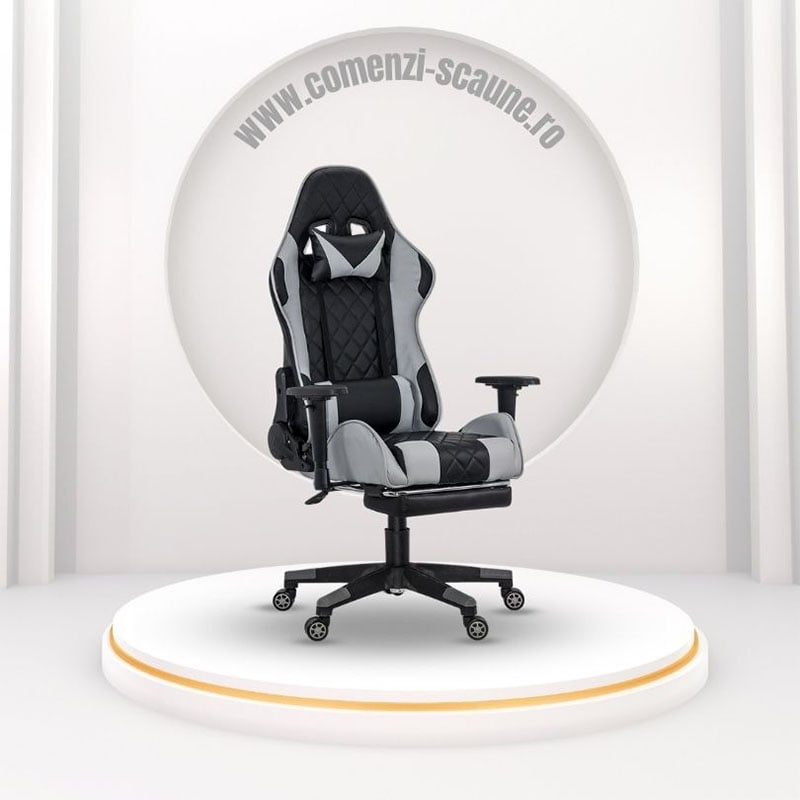 Scaun gaming cu spatar rabatabil si cotiere reglabile OFF 307 gri