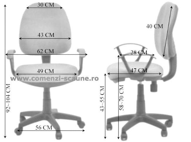 Dimensiuni Scaun birou OFF 326 negru