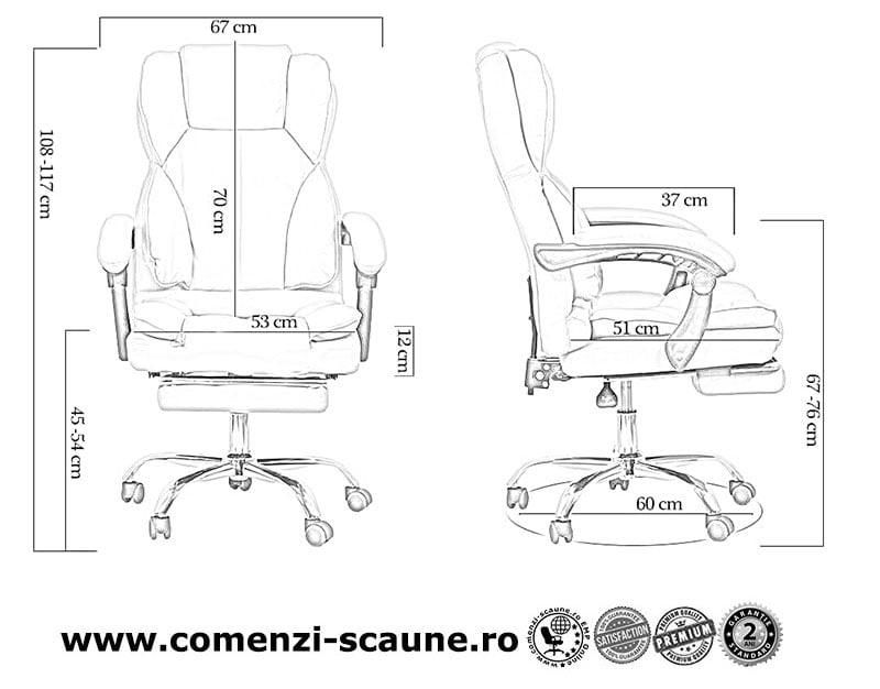 Dimensiuni scaun directorial cu suport de picioare OFF 415 gri