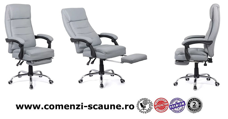 Scaune directoriale ieftine cu suport de picioare pe culoarea gri și negru-Transport Gratuit-5