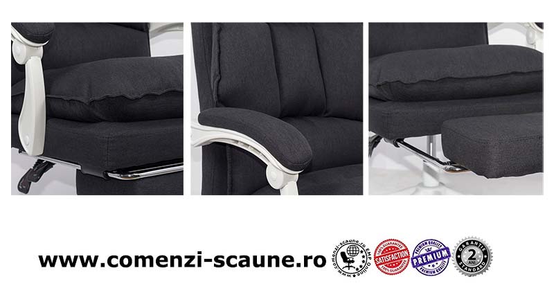 Scaun directorial textil cu suport de picioare OFF 426 negru-prezentare