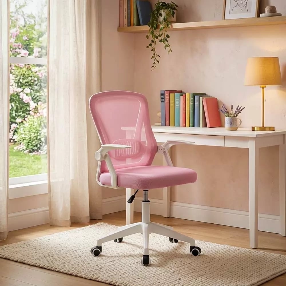 Scaun de birou cu brațe rabatabile OFF 433 roz