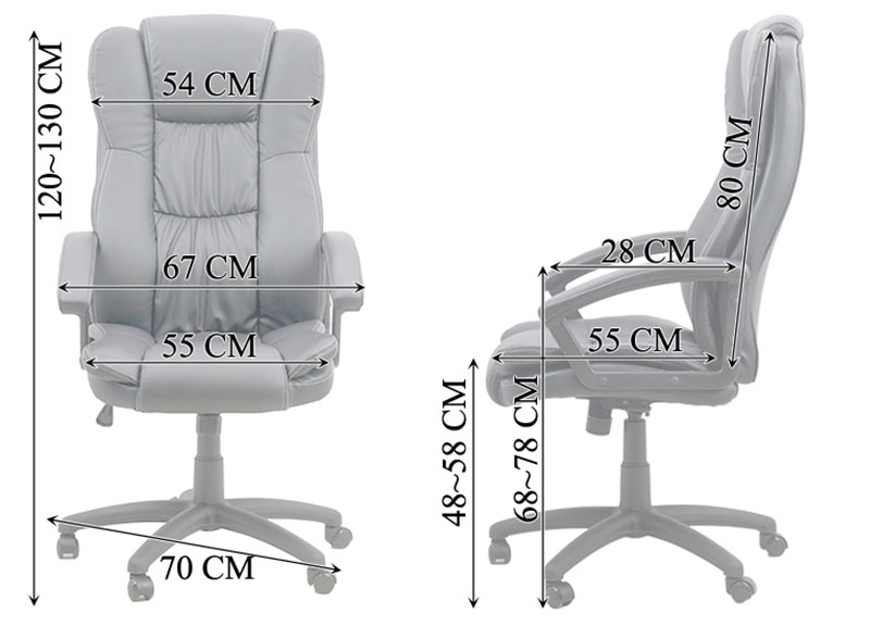 Dimensiune scaun de birou OFF 510 maro