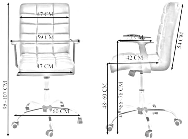 Dimensiuni Scaun de birou OFF603
