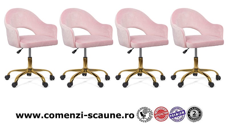 Scaun din catifea cu baza aurie OFF 640 roz