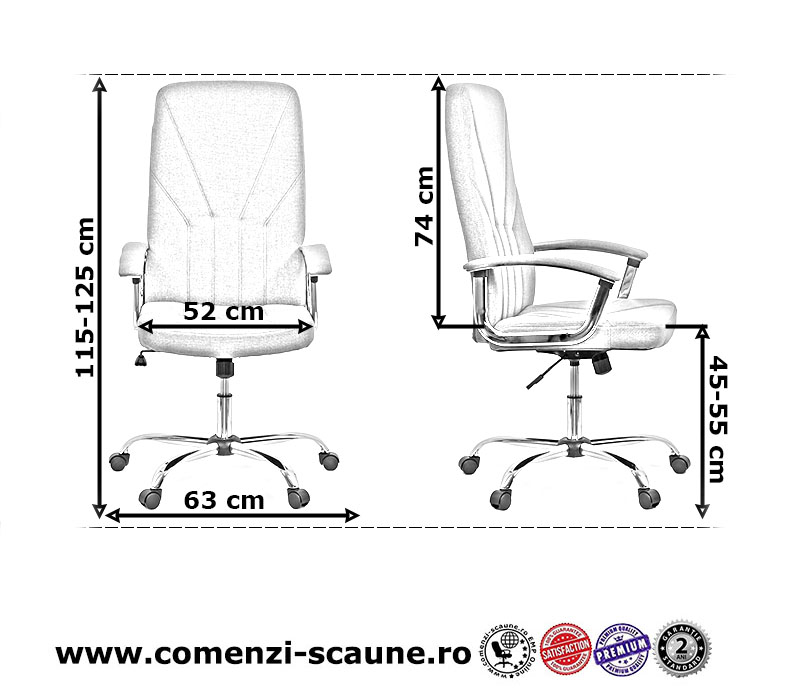 Dimensiuni scaun de birou tapițat cu material textil OFF710-albastru