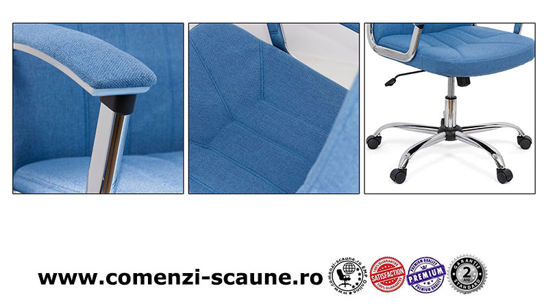 Scaun de birou tapițat cu material textil OFF710-albastru-2