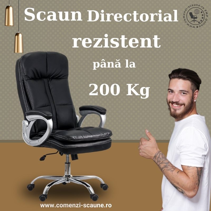 Scaun rezistent la 200 KG din piele ecologica OFF 799 negru CS Prezentare