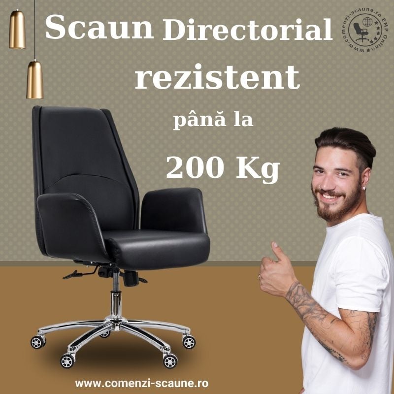 Scaune rezistente la 200 KG din piele ecologica OFF800 negru CS Prezentare