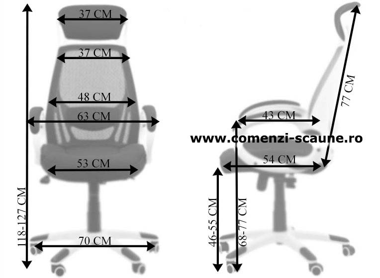 Dimensiuni-Scaun de birou cu tetieră tapițat cu mesh OFF912-Negru