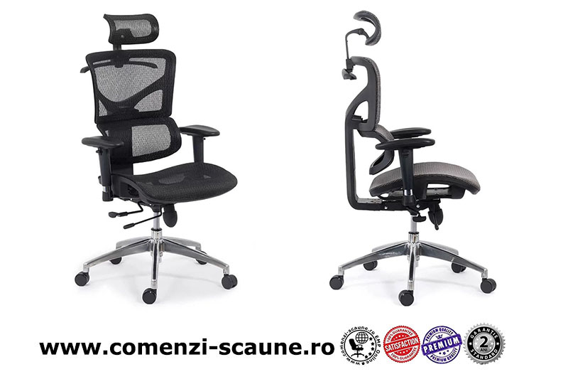 Scaune ergonomice rezistente si multifunctionale pe culoarea gri si negru-2