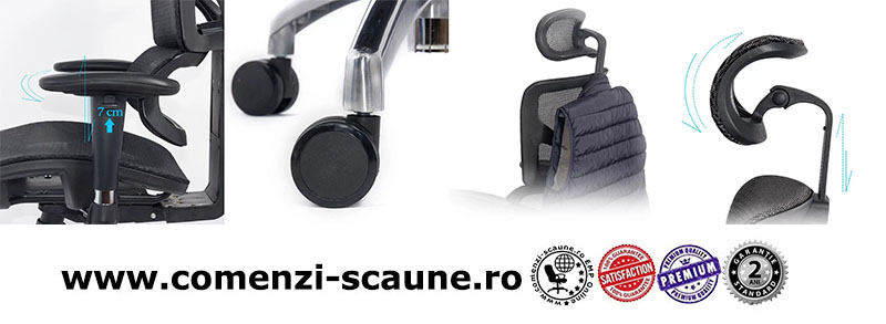 Scaune ergonomice rezistente si multifunctionale pe culoarea gri si negru-componente