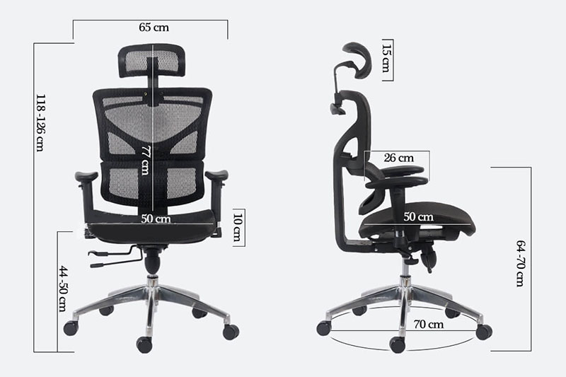 Dimensiunile scaunului-9500 negru