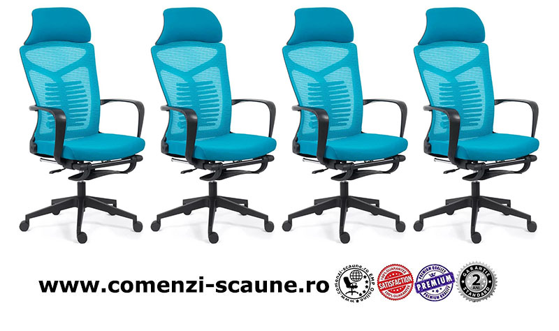 Scaun ergonomic cu spatar rabatabil si suport pentru picioare-albastru SYYT 9502-1