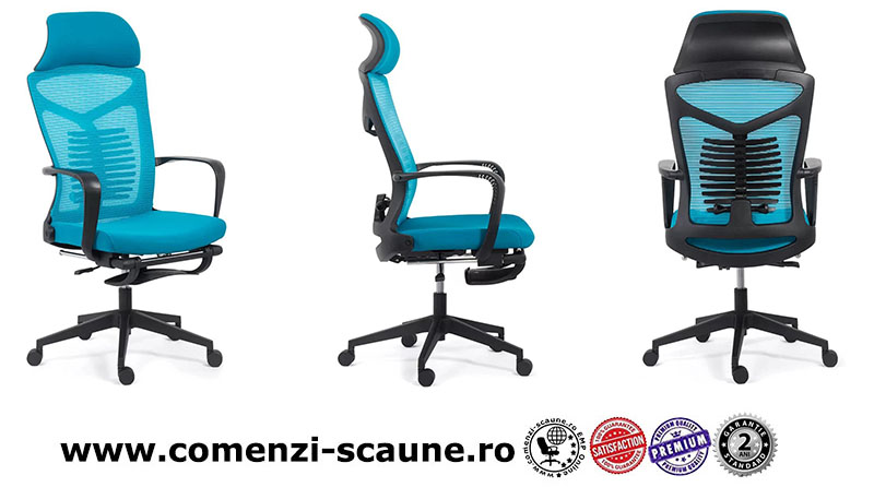 Scaun ergonomic cu spatar rabatabil si suport pentru picioare-albastru SYYT 9502-2