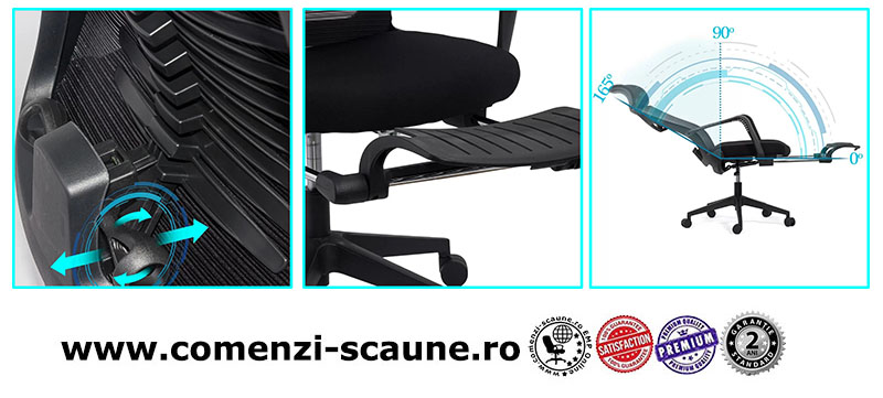 Scaun ergonomic cu spatar rabatabil si suport pentru picioare SYYT 9502 negru-3