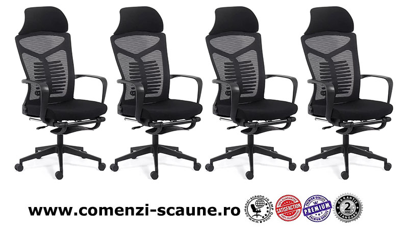 Scaun ergonomic cu spatar rabatabil si suport pentru picioare-negru SYYT 9502-1