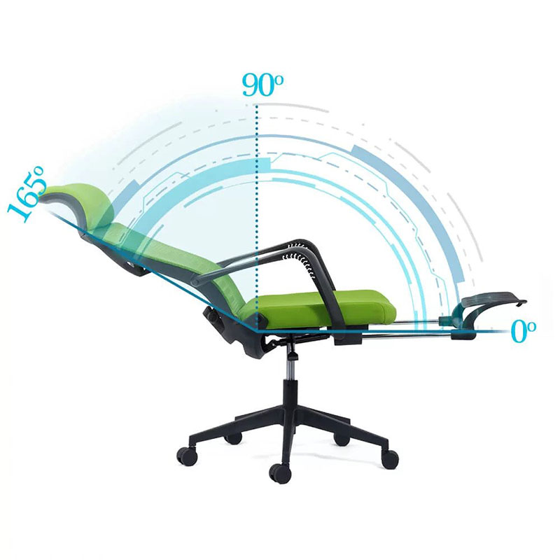 Scaun ergonomic cu spatar rabatabil si suport pentru picioare-verde SYYT 9502-1-3