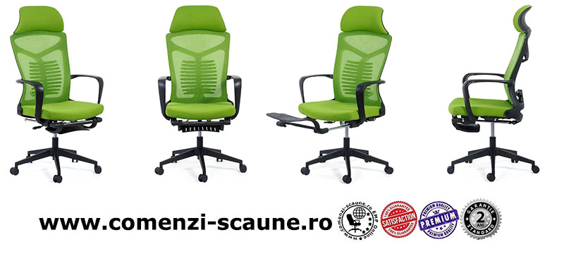 Scaun ergonomic cu spatar rabatabil si suport pentru picioare-verde SYYT 9502-1-2